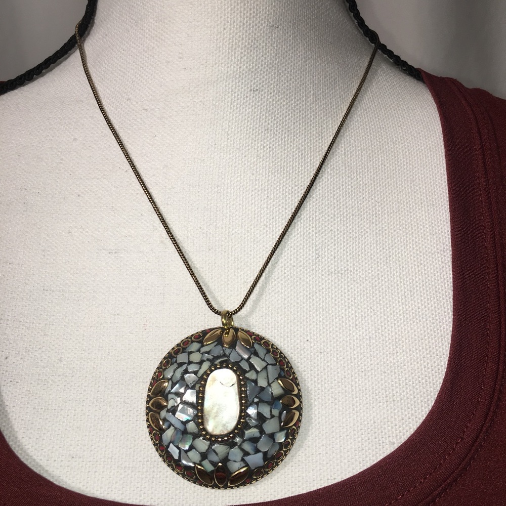 Bohemian gold disc necklace